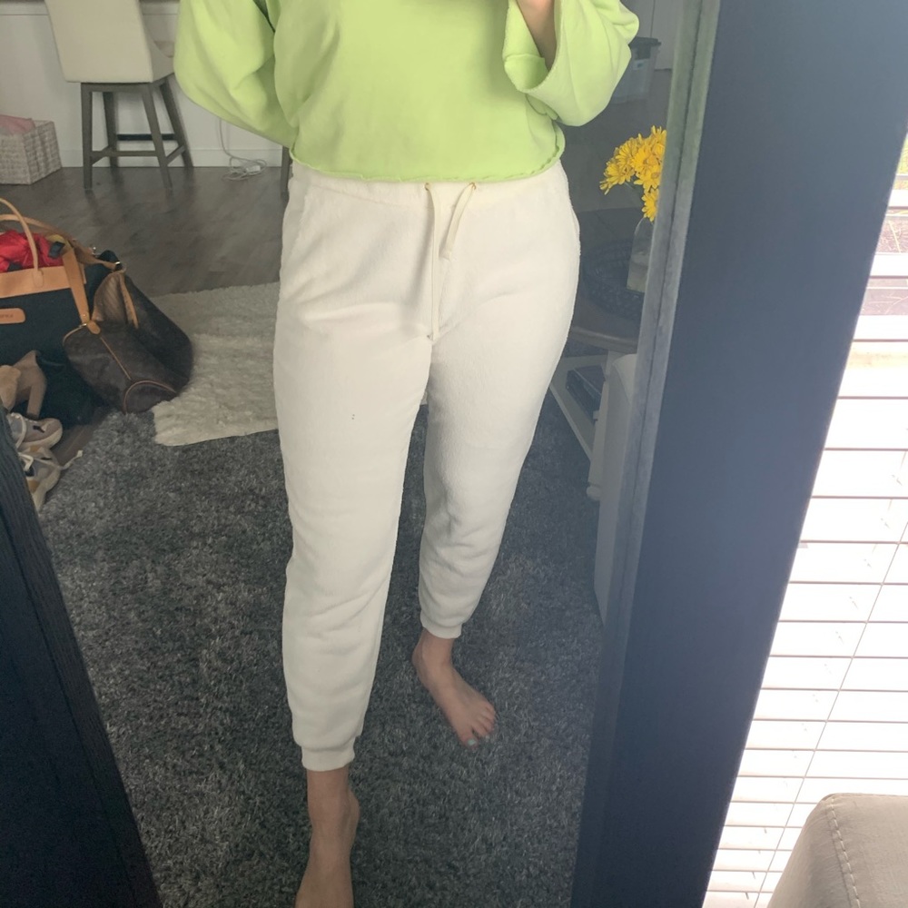 White Soft and Fuzzy Joggers
